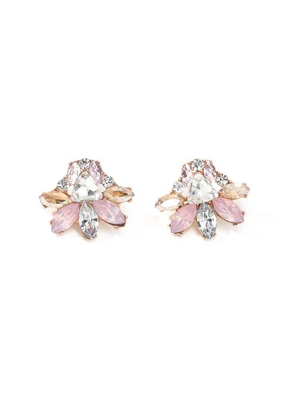 Boucles d'Oreilles Géométriques en Faux Cristal - Or 