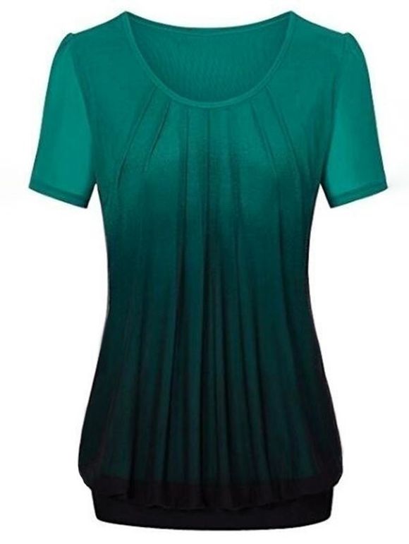 T-shirt en Couleur Ombrée Grande Taille - Vert Foncé 5X