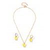 Ensemble de Collier Papillon en Résine et de Boucles d'Oreilles Pendantes - Jaune 