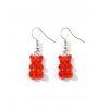 Boucles d'Oreilles Ours Transparentes en Résine - Rouge 