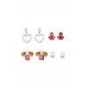 Ensemble de Boucles d'Oreilles Géométriques Cœur avec Fausse Perle 4 Pièces - Or 