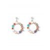 Boucles d'Oreilles Fleur Cercle en Fausse Perle avec Strass - Or 