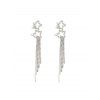 Boucles d'Oreilles Evidées Etoile avec Strass à Frange - Argent 