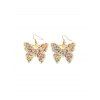 Boucles d'Oreilles Pendantes Papillon Fleuries Imprimées - Or 