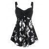 Débardeur Fleur Imprimée Tordu sans Dos de Grande Taille - Noir 5X