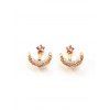 Clous d'Oreilles Etoile Lune Incrustées avec Strass - Or 