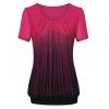 T-shirt en Couleur Ombrée Grande Taille - Rouge Violet Moyen 5X