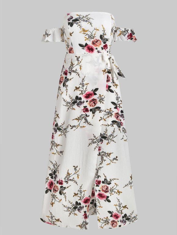 Robe Imprimée Florale Longueur Sol - Blanc XL