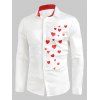 Chemise Décontractée Boutonnée Cœur Imprimé en Satin - Blanc 2XL