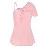 Plus Size Ruffled Front Knot T Shirt - PINK 1X