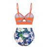 Twist Floral Print Knotted Bikini Swimwear - ORANGE S