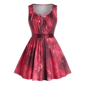 

Plus Size Lace Up Sequins Tank Top, Red wine