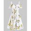 Robe Mini d'Eté Ceinturée à Imprimé Florale Épaule Ouverte de Vacance - multicolor A 2XL