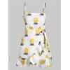 Feuille d'ananas Imprimer Ruffle Sundress - Blanc S