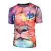 T-shirt Lion Coloré Imprimé à Manches Courtes - multicolor A 2XL