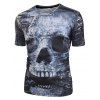 T-shirt Crâne Imprimée à Manches Courtes - Noir 3XL