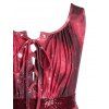 Plus Size Lace Up Sequins Tank Top - RED WINE 1X