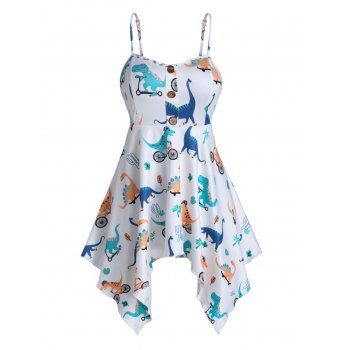 Image of Cartoon Dinosaur Print Handkerchief Cami Top