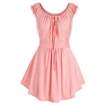 

Plus Size Ruched Ruffle Strap Tank Top, Light pink