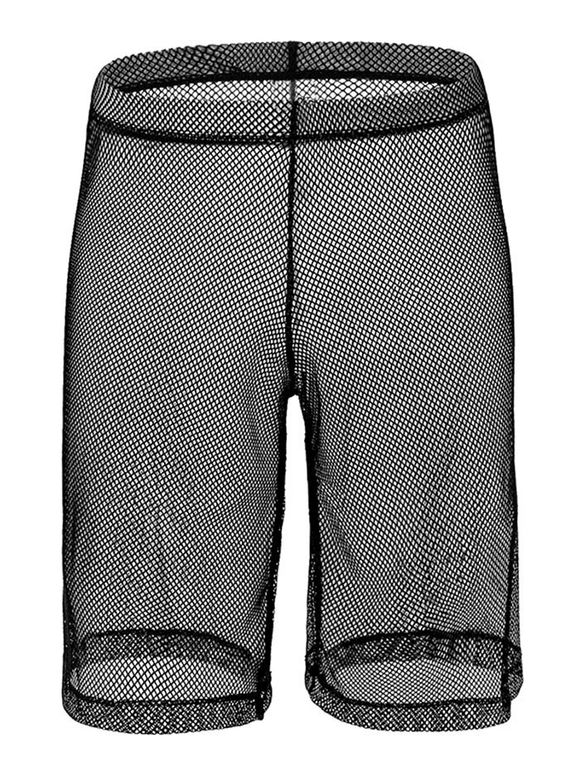 Short Sexy en Maille Transparente à Taille Haute - Noir 2XL
