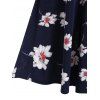 Printed Floral Drawstring High Waist Dress - PINK ROSE M