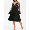 Robe Fleurie Brodée Panneau en Maille à Manches Nouées de Grande Taille - Noir 4X