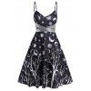 Sequins Panel Starry Night Print Mini Cami Dress - BLACK XL