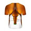 T-shirt Motif de Bière Manches Courtes à Col Rond - multicolor M