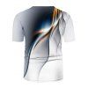 T-shirt Ligne Abstraite Imprimée Manches Courtes à Col Rond - multicolor M