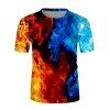T-shirt Feu Imprimé Manches Courtes à Col Rond - multicolor 2XL