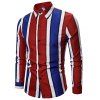 Chemise Décontractée Rayée en Blocs de Couleurs à Manches Longues - Rouge M