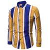 Chemise Décontractée Rayée en Blocs de Couleurs à Manches Longues - Jaune L