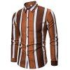 Chemise Décontractée Rayée en Blocs de Couleurs à Manches Longues - café S