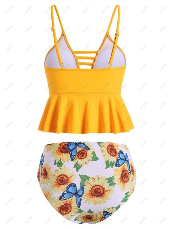 Ensemble de Tankini Péplum Papillon Découpé - Jaune de Maïs S