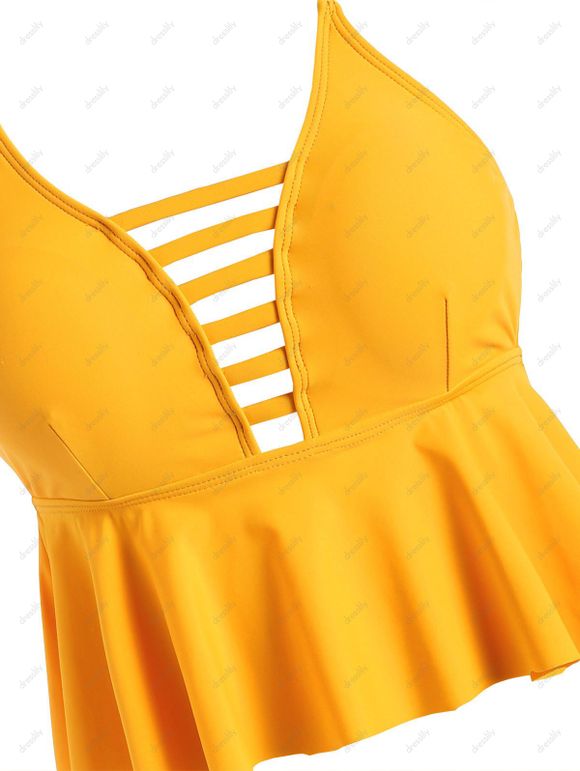 Ensemble de Tankini Péplum Papillon Découpé - Jaune de Maïs S