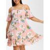 Plus Size Cold Shoulder Flounce Floral Print Dress - PIG PINK 4X