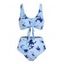 Maillot de Bain Bikini Boutonné Teinté Gainant Noué en Avant de Plage - Bleu Pastel 2XL