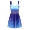Maillot de Bain Tankini Ecaille Imprimée en Maille Transparente de Grande Taille sans Dos - Violet Améthyste 5X