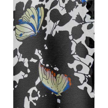 Plus Size Butterfly Print Pleated Cami Tank Top