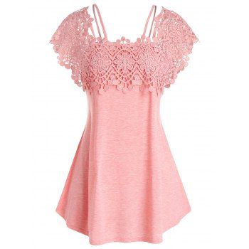 

Plus Size Lace Guipure T Shirt, Light pink