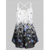Plus Size Butterfly Print Pleated Cami Tank Top - COBALT BLUE L