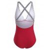 Maillot de Bain Croisé Rayé à Frange Une-Pièce - Rouge Cerise S