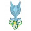 Maillot de Bain Découpé Rayé Citron Matelassé Une-Pièce - Vert Trèfle M