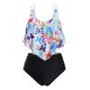 Maillot de Bain Tankini Papillon à Bretelle de Grande Taille à Volants - Blanc 3X