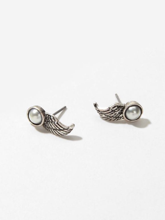 Wing Faux Perle Boucles d'oreilles - Argent 