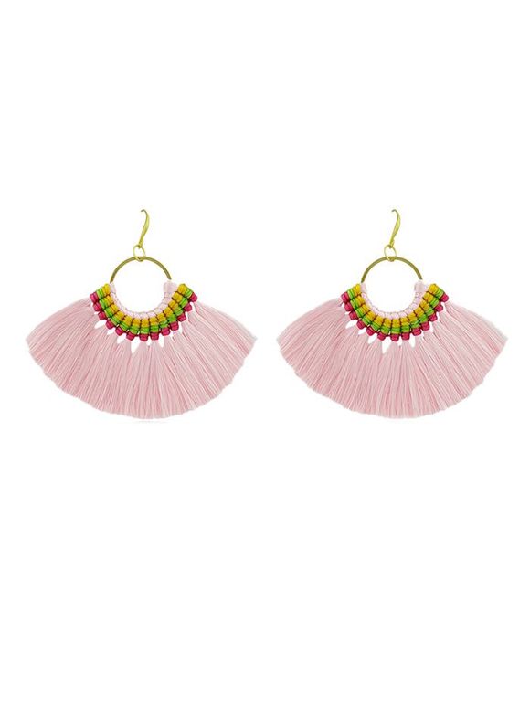 Boucles D'Oreilles Pendantes Secteur Style Bohémien à Frange - Rose clair 