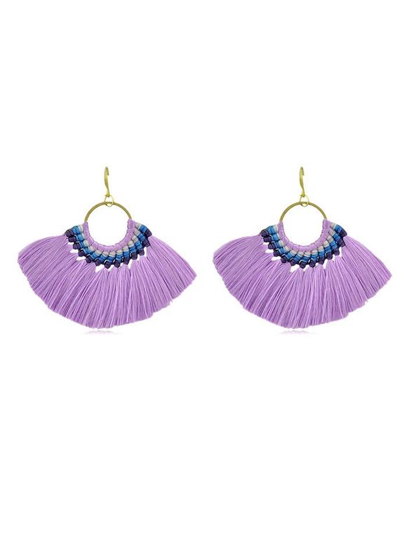 Boucles D'Oreilles Pendantes Secteur Style Bohémien à Frange - Pourpre 