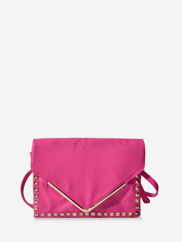 

Envelope Rivet Clutch Bag, Rose red