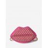 Sac à Bandoulière en Forme de Bouche avec Rivet - Rouge Rose 