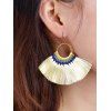 Boucles D'Oreilles Pendantes Secteur Style Bohémien à Frange - Beige 
